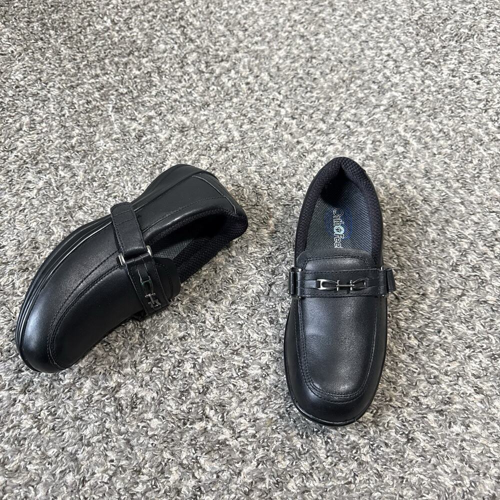 Orthofeet Chelsea Sz 6 A Narrow Shoes Black Leather Comfort Orthopedic Loafer